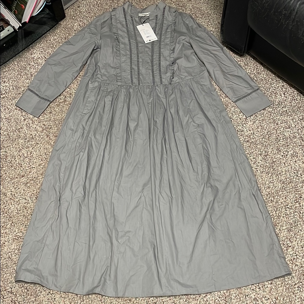 InWear ruffle accent Gray Women's maxi Dress- nwt